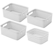 GmeDhc 5 PCS Cajas Almacenaje Plastico, Caja de Almacenamiento para Hogar, Cajas Organizadoras de Plástico con Asas, Cestas Organizadoras Almacenaje, para Cocina, Armario, Oficina, Baño