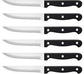 Cuchillos para carne, juego de 6 cuchillos de cocina dentados de acero inoxidable, juego de cubiertos para mesa, diseño elegante y afilado, apto para lavavajillas.