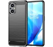 Funda para móvil Oppo A96 5G Carcasa Protectora Antigolpes Silicona Negra Diseño Fibra de Carbono Resistente Absorción de Choque [Compatible Carga Inalámbrica]