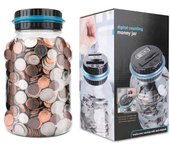 Contador Digital de Hucha for EUR de Gran Capacidad de 1.8L with Pantalla LCD - Caja Fuerte de Bathería para Niños Adultos, Olla de Ahorro de Moneas