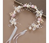 1PC Romantic Floral Bridal Headband Decorated With Faux Pearls Beads Wedding Headband Princess Birthday Party Headpiece