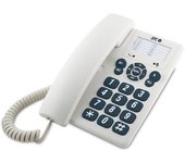 SPC Teléfono Fijo Teclas Extragrandes - Niveles de Timbre - 3 Memorias Directas - Blanco