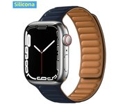 Leather Link for Apple Watch Band 45mm 41mm 40mm 44mm 49mm Original Magnetic Loop Bracelet IWatch Series 8 Ultra 3 SE 6 7 Strap