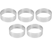 Molde Circular de acero inoxidable para Tartas, molde para hornear de cocina, 5 piezas, 6cm