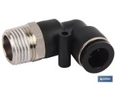 Racor roscado codo plastico t-4, r-1/8   caja 10 unid.