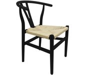 Silla WISH, apilable, madera de haya, color negro, fibra trenzada
