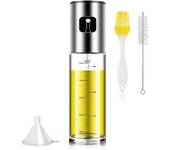 Pulverizador Aceite Spray, para Cocina, de Acero Inoxidable y Cristal,100 ml, Antigoteo, Accesorios Freidora de Aire, Dispensador, Bote, Dosificador