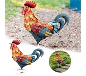 Realistic Chicken Statues Metal Rooster Animals Stakes Sculptures Decor Home Art Decor For Backyard Patio Floor Plug