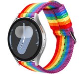 Correa de Nylon para Samsung Galaxy Watch 7 / 6 / 5 / 4 / Amazfit GTS 4 / Garmin Vivoactive 5, Colores LGTBQ+ Rainbow Ancho 20mm