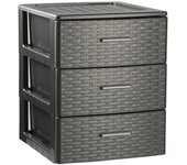 Plastic Forte - Cajonera de Plástico Volga Rattan Antracita / Wengué / Blanco Decoración Hogar Oficina