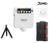 Luz de Vídeo RGB , Iluminación Cámara Fotografía 360° Todo Color RGB70 LED con 3 monturas de zapata/CRI 95+/20 Modos de Escena/3000k-4800k-6500k/1500mAh Panel Selfie Portátil Recargable