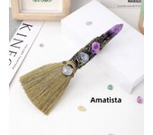 1PC Natural Crystal Point Stone Amethyst Altar Witch Supplies Table Decoration Family Tree Charms Feather Broom Crafts Halloween
