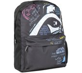 Mochila Casual de Star Wars - Color Negro - 32x12x42 cm - Fabricada en Poliéster - Estampado con Motivos de Star Wars