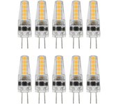 10 bombillas LED G4, 2 W, 3000 K, CA 12-24 V, bombillas regulables para lámpara de techo, lámpara de mesa, blanco cálido
