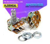 100pcs WH148 B1K B2K B5K B10K B20K B50K B100K B500K 6Pin Shaft  Amplifier Dual Stereo Potentiometer 1K 2K 5K 10K 50K 100K 500K