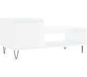 vidaXL Mesa de centro madera contrachapada 100x50x45 cm Blanco, Negro, Blanco brillante Mesita de Salón o Comedor o Auxiliar Mesa de Café Meuble Salón