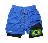 Patriotic 2 in 1 Workout Running Shorts for Men Gym Athletic Quick Dry Stretchy Performance Shorts with Phone Pocket Towel Loop