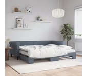 vidaXL Sofá cama nido con colchón terciopelo gris oscuro 90x200 cm