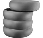 Tectake - Taburete con almacenamiento ALTU ⌀42 x 47 cm, Revestimiento en bouclé, Diseño escandinavo, Tapas desmontables, Acolchado de espuma suave, Asiento con espacio de almacenaje, Ideal para guardar mantas y más
