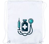 3 MOCHILAS DE CUERDAS logo profesional medicina doctor cirujano playa piscina picnic excursion personalizada