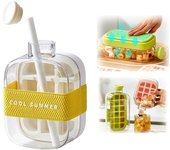 Cubitera 2 en 1, bandeja de hielo prensada con forma de tetera: fácil de abrir y gran capacidad, sellado sin contacto con tapa, liberación de hielo sin esfuerzo, ideal para café, jugos y otras bebidas (blanco, 500 ml)