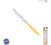 SANCO STORE - ORYX Cuchillo Mesa Etna Hoja Sierra Acero Inoxidable 10 cm. Amarillo (Blister 6 piezas)