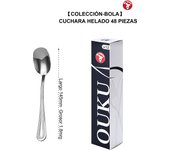 Mr.Spoon Serie Bola Cucharas de 12, 24, 48 o 120 piezas,Acero inoxidable 18/0,Plateado,Económico y funcional,Cuchara de helado largo 145mm,Cuchara de batir 207mm,Mango monobloque,Apto para lavavajillas,Empaque ecológico,Ideal para casa,hotel,restaurante