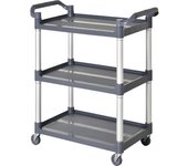 HOMCOM Carrito Auxiliar con Ruedas de Aleación de Aluminio Carrito de Cocina de 3 Niveles Carrito de Almacenamiento Carga 105 kg para Comedor Sala Baño 88x44x93 cm