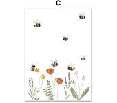 Boho Cartoon Fox Rabbit Bee Bear Hedgehog Flower Posters Art Prints Canvas Painting Wall Pictures Baby Kids Room Home Decoration