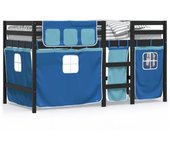 vidaXL Cama alta para niños con cortinas madera pino azul 90x190 cm