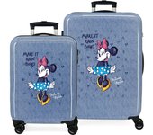 Disney Minnie Juego De Maletas ABS Rígida Make It Rain Bows Azul