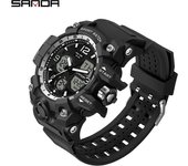 SANDA Top Brand Sports Men's Watches Military Quartz Watch Man Waterproof Wristwatch for Men Clock shock relogios masculino 6030