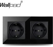 EU 1 Gang Touch Switch And Wall Power Socket with USB Type-C Charging Ports Wallpad 157x86mm Black Glass Panel Smart Home