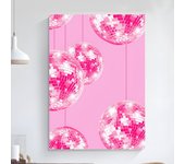Hot Pink Disco Ball  Poster Art Self-adhesive Art Small Poster HD Quality Poster Wall Art Painting Study Wall Decoration