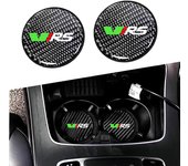 Carbon Fiber Car Coaster Water Cup Non-Slip Silica Gel Pad Holder Mat For VRS Skoda Virs RS Octavia 2 3 Kamiq Kodiaq Karoq Car