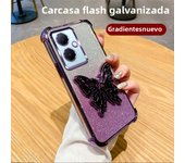 Luxury Glitter Butterfly Holder Phone Case for Vivo V40 Lite V29 V27 V25 23 Pro TPU Plating Shockproof Protector Back Soft Cover