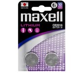 Maxell pack de 2 pilas litio de boton cr2016 3v
