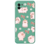 Funda Silicona Líquida Verde para Samsung Galaxy A03 diseño Cerdos Dibujos
