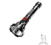 Strong Light Flashlight LED Power Display Built in Battery Outdoor Long Range Waterproof USB Charging Strong Light Flashlight