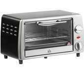 HOMCOM Horno Eléctrico Sobremesa 10 Litros 750W Horno de Convección con Temperatura hasta 230 ℃ Temporizador 60 Minutos Bandeja y Rejilla 36,5x26x22 cm