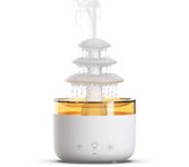 Humididiador con forma De tubo y Gota, difusor de aroma con forma de Gota multicapa con 7 Luces que van de color Y Sonido de Gota para el escritorio de la oficina en casa