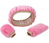 3pcs/Set Warm Faux Wool Steering Wheel Cover Fur Fluffy Thick Auto Car Steering Wheel Plush Cover Soft Wool Decoration Car