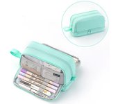 Large Capacity Pencil Case Simple Solid Color Stationery Box Double Layer Multifunctional Pen Pouch Students School Supplies