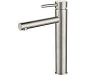 VALAZ Grifo de lavabo alto pica monomando redondo caño acero cepillado serie Palancia
