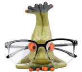 Divertida figura de rana soporte para gafas, linda escultura de rana de resina, gafas de sol creativas, estante de exhibición para escritorio, mesita de noche, decoración de oficina en el hogar, regalo