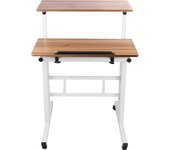 Escritorio de computadora con altura ajustable, mesa para portátil con ruedas y tablero inclinable, 60 x 60 x 67-115 cm