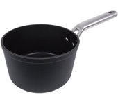 Arcos Serie Samoa | Cazo Antiadherente 20 cm y 2,6 L | Aluminio Forjado | Full Induction | Mango Acero Inoxidable Efecto Frio | Sistema ahorro energético | Apta lavavajillas | Color Negro