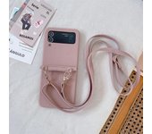 Crossbody PU Leather Phone Case for Samsung Galaxy Z Flip 6 5 4 3 Flip6 Flip5 Flip4 Flip3 5G Protective Shockproof Cover
