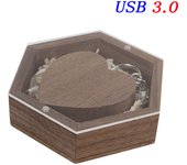 JASTER New USB Flash Drive 3.0 Acrylic Board Hexagonal Box  Pendrive 4GB 8GB 16GB 32GB  64GB 128GB Pen drive（No customized logo）