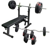 Gorilla Sports Banco de Pesas con Juego de Pesas de triple agarre de 100 kg